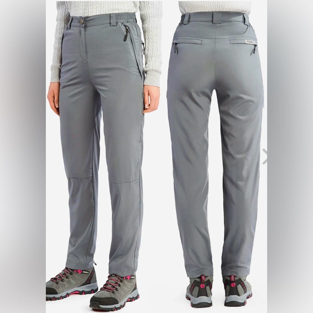 NWT Foxelli Lightweight Moisture Wicking Hiking Pants in Grey, Size 10